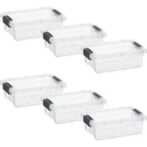 imageSuperio Clear Plastic Storage Bin with LidNonToxic BPA Free Odor Free Organizer Storage Box Stackable Plastic Tote for Home Garage School and Office 11 Quart 6Pack127 Qt