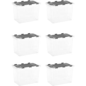 imageSuperio Clear Plastic Storage Bin with LidNonToxic BPA Free Odor Free Organizer Storage Box Stackable Plastic Tote for Home Garage School and Office 11 Quart 6Pack15x10x1025