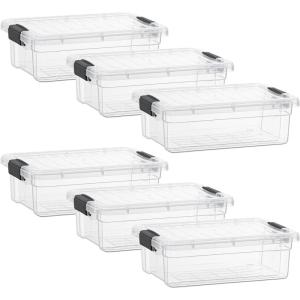 imageSuperio Clear Plastic Storage Bin with LidNonToxic BPA Free Odor Free Organizer Storage Box Stackable Plastic Tote for Home Garage School and Office 11 Quart 6Pack45 Qt