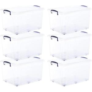 imageSuperio Clear Plastic Storage Bin with LidNonToxic BPA Free Odor Free Organizer Storage Box Stackable Plastic Tote for Home Garage School and Office 11 Quart 6Pack44 Qt Wheeled
