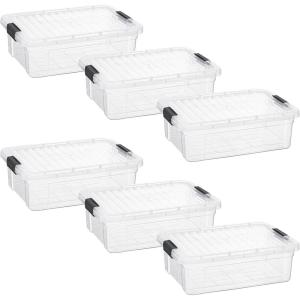 imageSuperio Clear Plastic Storage Bin with LidNonToxic BPA Free Odor Free Organizer Storage Box Stackable Plastic Tote for Home Garage School and Office 11 Quart 6Pack74 Qt