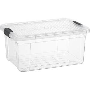 imageSuperio Clear Storage Box with Lid Plastic Container Bin for Organizing Stackable Crate BPA Free Non Toxic Odor Free Organizer for Home Office School and Dorm 20 Qt Deep14x9x6