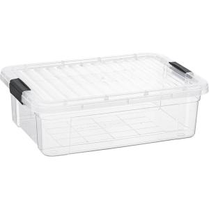 imageSuperio Clear Storage Box with Lid Plastic Container Bin for Organizing Stackable Crate BPA Free Non Toxic Odor Free Organizer for Home Office School and Dorm 20 Qt Deep14x9x425