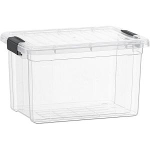 imageSuperio Clear Storage Box with Lid Plastic Container Bin for Organizing Stackable Crate BPA Free Non Toxic Odor Free Organizer for Home Office School and Dorm 20 Qt Deep975x66x95
