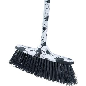 imageSuperio Design Broom Fancy Black and White Angle Broom Cute Splash Design Kitchen Broom with Safety Bumper 48quot Indoor and Outdoor Sweeping ToolSplash Design