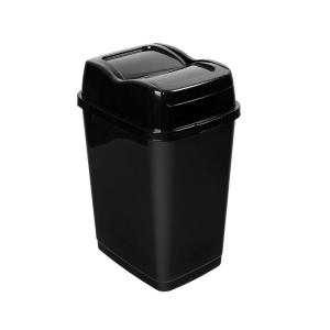 imageSuperio Garbage Can with Swing TopSplit Lid  Large Kitchen Trash Can with Lid  Durable Plastic Slim ampamp Sturdy Trash Bin  Fingerprint Resistant  9 Gallon  35 L BlackBlack
