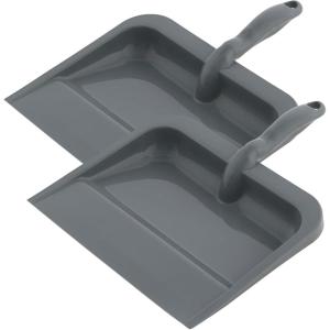 imageSuperio Heavy Duty Plastic Dustpan with Comfort Grip Handle Black Durable Lightweight Multi Surface Dust Pan Easy Broom Sweeping 10 inches Wide 3PackGray