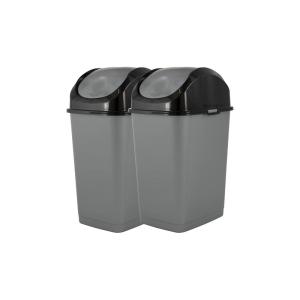 imageSuperio Mini Plastic Trash Can with Swing Top Lid 125 Gallon Compact Small Waste Bin Portable Garbage Can for Countertop Desktop Make up Vanity Bathroom Car Under Sink Dorm 5 Qt GreyBlack2
