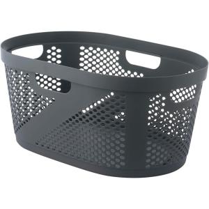 imageSuperio Perforated Plastic Laundry Basket 40 Liter Dotted Design Grey