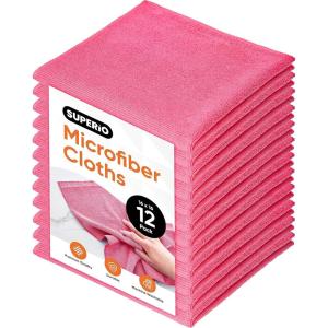 imageSuperio Pink Microfiber Cleaning Cloth for Cars Kitchen Bathroom 16x16 Miracle Cloth Lint Free Rags for Cleaning House Washable Reusable No Detergents Needed Scratch ampamp Streak Free 12 PackPink