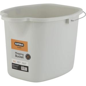 imageSuperio Plastic Bucket with Grip Handle 16 Liter Large Spout Cleaning Pail Grey Heavy Duty Bucket Home Floor Mopping Bath Car Wash Bowls for Camping FishingSoft Grey