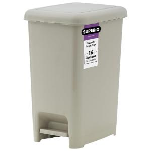 imageSuperio Slim Pedal Trash Can 16 Qt Soft Beige16 Gallon