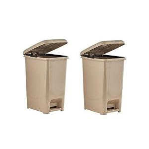 imageSuperio Slim Step On Trash Can Beige Waste Bin with Foot Pedal Lid 26 Liter Kitchen Under Desk Office Bedroom Bathroom 1 4 Gallon25 Gallon