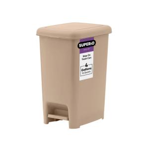 imageSuperio Slim Step On Trash Can Beige Waste Bin with Foot Pedal Lid 26 Liter Kitchen Under Desk Office Bedroom Bathroom 1 4 Gallon4 Gallon