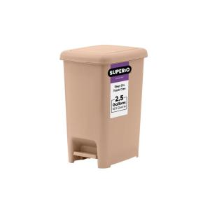 imageSuperio Slim Step On Trash Can Beige Waste Bin with Foot Pedal Lid 26 Liter Kitchen Under Desk Office Bedroom Bathroom 1 4 GallonBeige
