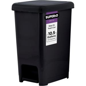 imageSuperio Slim Trash Can with Foot Pedal  105 Gallon StepOn Trash Can with Lid Large Plastic Garbage Can Trashcan for Bathroom Kitchen Office Bedroom Dorm Room Patio  BlackBlack