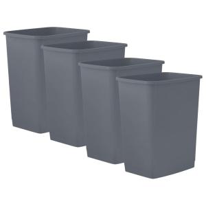 imageSuperio Small 25 Gallon Plastic Trash Can Waste Bin for Under Desk Office Bedroom Bathroom 10 Qt White Smoke4  Grey