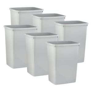 imageSuperio Small 25 Gallon Plastic Trash Can Waste Bin for Under Desk Office Bedroom Bathroom 10 Qt White SmokeSmoke