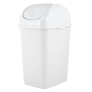 imageSuperio Small 25 Gallon Plastic Trash Can with Swing Top Lid Compact Slim Waste Bin for Under Desk Office Bedroom Bathroom Dorm Room 10 Qt Portable Garbage Can White25 Gallon