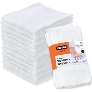 imageSuperio Terry Cloth Rags White Washcloths 100 Cotton 12quot Cleaning Cloths Kitchen Towels Facial Washcloth Spa Cloths Hand Towel Small Lint Free Rags for MultiPurposes 6 Pack12 Pack