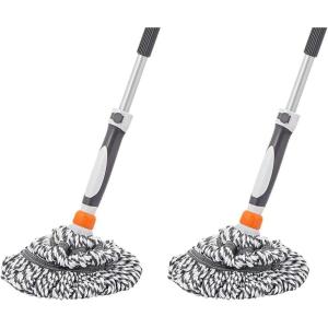 imageSuperio Twist Mop Self Wringing Mop with Scrubber Microfiber Mop for Hardwood Tile Laminate Floors GreyFull Mop Pack of 2