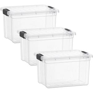imageSuperio Under Bed Storage Containers with Wheels 3 Pack Flat Clear Storage Bin Stackable Large Storage Latch Box with Lids Store Cloths Bedding Linen For Under The Bed Garage Home555 Quart