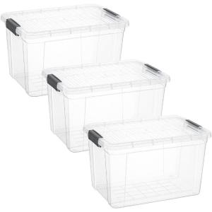 imageSuperio Under Bed Storage Containers with Wheels 3 Pack Flat Clear Storage Bin Stackable Large Storage Latch Box with Lids Store Cloths Bedding Linen For Under The Bed Garage Home20 Qt