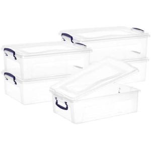 imageSuperio Under Bed Storage Containers with Wheels 3 Pack Flat Clear Storage Bin Stackable Large Storage Latch Box with Lids Store Cloths Bedding Linen For Under The Bed Garage Home22 Quart