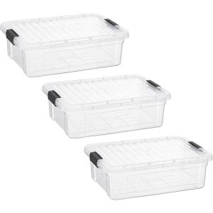 imageSuperio Under Bed Storage Containers with Wheels 3 Pack Flat Clear Storage Bin Stackable Large Storage Latch Box with Lids Store Cloths Bedding Linen For Under The Bed Garage Home74 Qt
