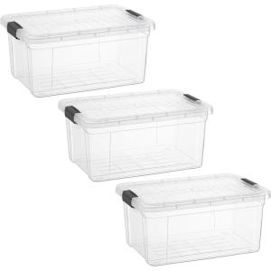 imageSuperio Under Bed Storage Containers with Wheels 3 Pack Flat Clear Storage Bin Stackable Large Storage Latch Box with Lids Store Cloths Bedding Linen For Under The Bed Garage Home95 Qt