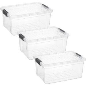 imageSuperio Under Bed Storage Containers with Wheels 3 Pack Flat Clear Storage Bin Stackable Large Storage Latch Box with Lids Store Cloths Bedding Linen For Under The Bed Garage Home44 Quart
