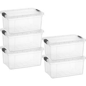 imageSuperio Under Bed Storage Containers with Wheels 3 Pack Flat Clear Storage Bin Stackable Large Storage Latch Box with Lids Store Cloths Bedding Linen For Under The Bed Garage Home11 Qt