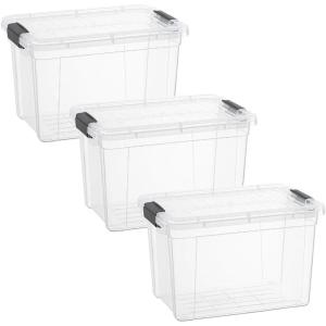 imageSuperio Under Bed Storage Containers with Wheels 3 Pack Flat Clear Storage Bin Stackable Large Storage Latch Box with Lids Store Cloths Bedding Linen For Under The Bed Garage Home25 Qt