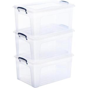 imageSuperio Under Bed Storage Containers with Wheels 3 Pack Flat Clear Storage Bin Stackable Large Storage Latch Box with Lids Store Cloths Bedding Linen For Under The Bed Garage Home285 QT
