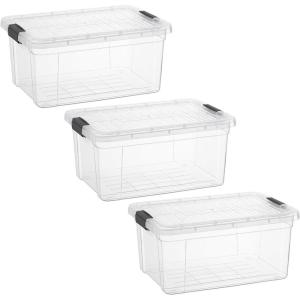imageSuperio Under Bed Storage Containers with Wheels 3 Pack Flat Clear Storage Bin Stackable Large Storage Latch Box with Lids Store Cloths Bedding Linen For Under The Bed Garage Home20 Quart