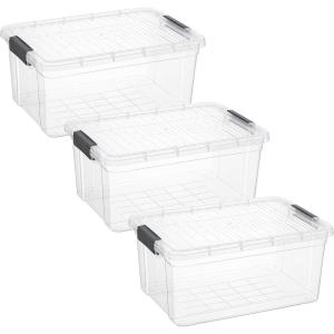 imageSuperio Under Bed Storage Containers with Wheels 3 Pack Flat Clear Storage Bin Stackable Large Storage Latch Box with Lids Store Cloths Bedding Linen For Under The Bed Garage Home21 Qt
