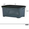 imageSuperio Wicker Style 2Pack Laundry Basket with Cutout Handles 50 Liter Grey Easy Storage Dirty Clothes in Washroom Bathroom or Bedroom