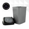 imageSuperio Mini Plastic Trash Can with Swing Top Lid 125 Gallon Compact Small Waste Bin Portable Garbage Can for Countertop Desktop Make up Vanity Bathroom Car Under Sink Dorm 5 Qt GreyBlack2
