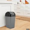 imageSuperio Mini Plastic Trash Can with Swing Top Lid 125 Gallon Compact Small Waste Bin Portable Garbage Can for Countertop Desktop Make up Vanity Bathroom Car Under Sink Dorm 5 Qt GreyBlack2