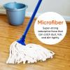 imageSuperio Cotton String Mop for Hardwood Floor Cleaning Self Wringing Mop for Home Kitchen Bath Office Blue 14 Strings 48 Aluminum HandleReplacement Head