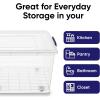 imageSuperio Clear Storage Box with Wheels 85 Qt Heavy Duty Container with Lid Stackable Rolling Bin for Home Garage Closet Organization Toys Linen Tools Clothing Supplies Camping Accessories2675x18x105