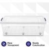 imageSuperio Clear Storage Box with Wheels 85 Qt Heavy Duty Container with Lid Stackable Rolling Bin for Home Garage Closet Organization Toys Linen Tools Clothing Supplies Camping Accessories2675x 1825x 105