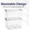 imageSuperio Clear Storage Box with Wheels 85 Qt Heavy Duty Container with Lid Stackable Rolling Bin for Home Garage Closet Organization Toys Linen Tools Clothing Supplies Camping Accessories215x145x1175