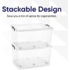 imageSuperio Clear Storage Box with Wheels 85 Qt Heavy Duty Container with Lid Stackable Rolling Bin for Home Garage Closet Organization Toys Linen Tools Clothing Supplies Camping Accessories85 qt