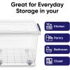 imageSuperio Clear Storage Box with Wheels 85 Qt Heavy Duty Container with Lid Stackable Rolling Bin for Home Garage Closet Organization Toys Linen Tools Clothing Supplies Camping Accessories215x145x95 Wheeled