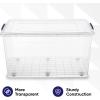 imageSuperio Clear Storage Box with Wheels 85 Qt Heavy Duty Container with Lid Stackable Rolling Bin for Home Garage Closet Organization Toys Linen Tools Clothing Supplies Camping Accessories85 qt