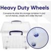 imageSuperio Clear Storage Box with Wheels 85 Qt Heavy Duty Container with Lid Stackable Rolling Bin for Home Garage Closet Organization Toys Linen Tools Clothing Supplies Camping Accessories215x145x95 Wheeled