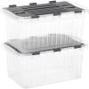 imageSuperio Clear Storage Boxes with Hinged Lids 10 Quart Plastic Container Bins for Organizing Stackable Crates BPA Free Organizers2 Pack