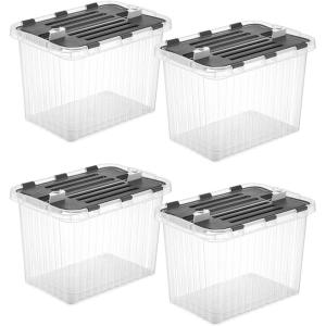 imageSuperio 13 Gallon Hinged Lid Storage Tote Stackable Storage Container52 Quart  2 Pack4Pack