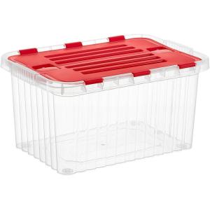 imageSuperio Christmas Storage Box with Red Hinged Lids Plastic Container Bins for Organizing with Attached Lid Stackable Crates BPA Free Organizers for Home Office and Dorm 17quotx1165quotx875